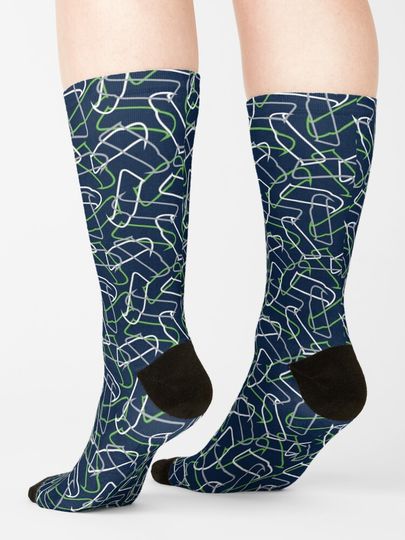 Seattle Seahawks Pattern, Navy Background Socks