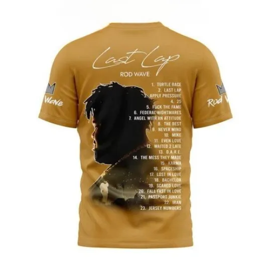 Rod Wave Last Lap Tracklist Turtle Race Apply Pressure T-Shirt Yellow