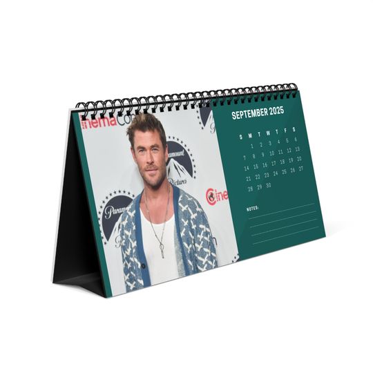 Chris Hemsworth 2025 Desk Calendar | Thor & Marvel Actor | Celebrity Gift | Office Decor