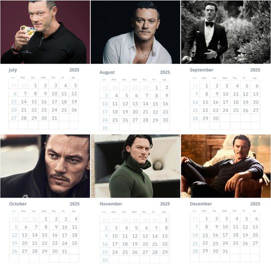 Luke Evans Vol 2 Wall calendars 2025 , Beauty and the Beast Decor, The Hobbit, Dracula Untold, Versatile Actor Posters, Welsh Star
