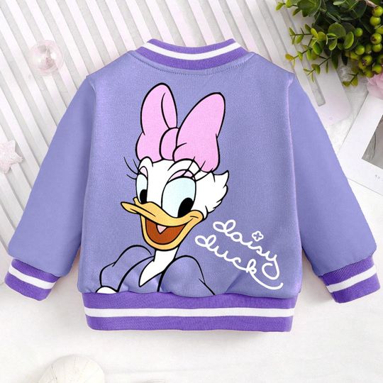 Daisy Duck Big Face Kids and Youth Baseball Jacket, Aldult Unisex Varsity Baseball Jacket