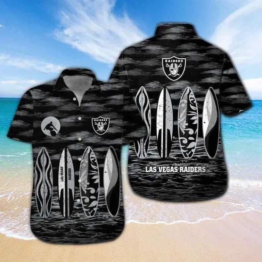 Las Vegas Raiders Short Sleeve Button Up Tropical Hawaiian Shirt