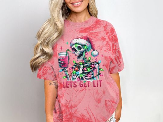 Lets Get Lit Skeleton Christmas Lights Blast T-Shirt
