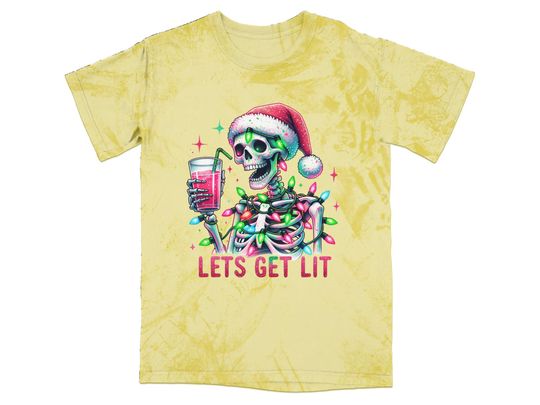 Lets Get Lit Skeleton Christmas Lights Blast T-Shirt