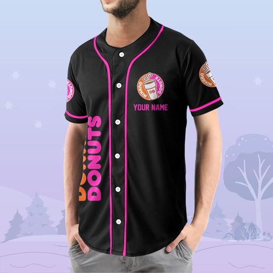 Personalized Donut Coffee Jersey, Dunkin Donuts Lover Baseball Jersey