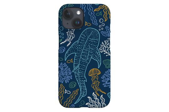 Navy Whale Shark Coral Reef Phone Case