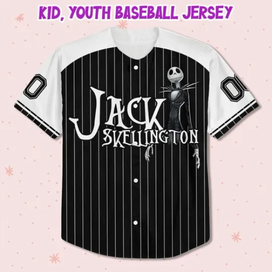 Custom Nightmare Before Christmas Jack Skellington Baseball Jersey