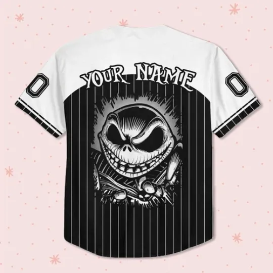 Custom Nightmare Before Christmas Jack Skellington Baseball Jersey