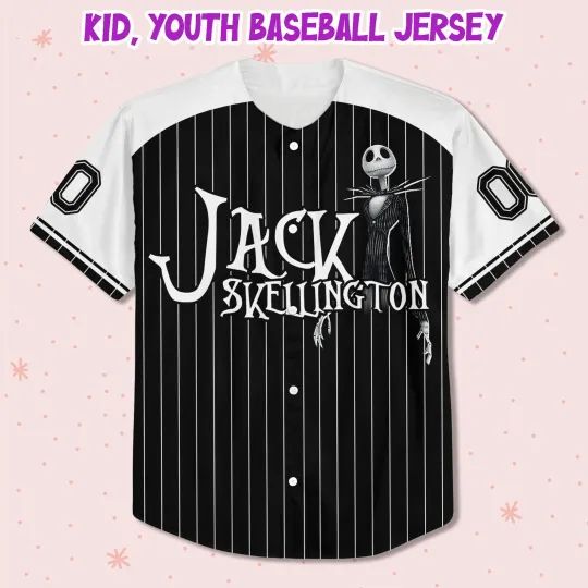 Custom Nightmare Before Christmas Jack Skellington Baseball Jersey