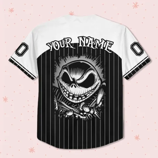 Custom Nightmare Before Christmas Jack Skellington Baseball Jersey