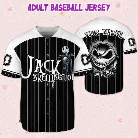 Custom Nightmare Before Christmas Jack Skellington Baseball Jersey