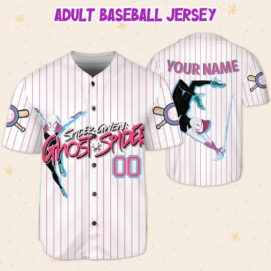 Custom Gwen Pink Baseball Jersey, Personalized Text Custom Spiderman Baseball Jersey