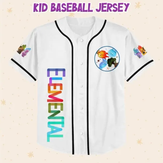 Personalize Disney Pixar Elenmental Mickey Head Baseball Jersey, Custom Disney Baseball Jersey