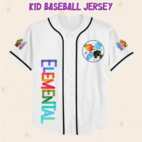 Personalize Disney Pixar Elenmental Mickey Head Baseball Jersey, Custom Disney Baseball Jersey