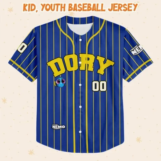 Personalize Finding Nemo Baby Dory Blue Jersey, Custom Disney Baseball Jersey
