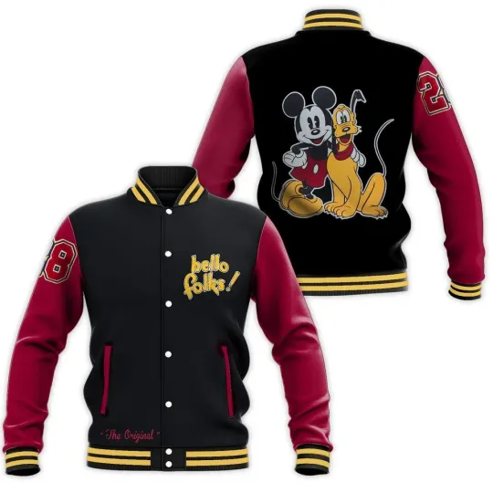 Mickey Mouse and Pluto Varsity Baseball Jackets