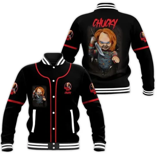 Horror Doll Chucky With Knife Happy Baseball Jacket