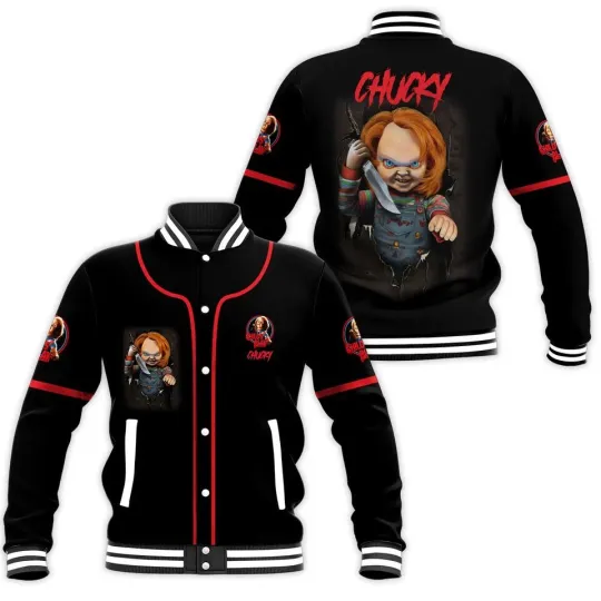 Horror Doll Chucky With Knife Happy Baseball Jacket