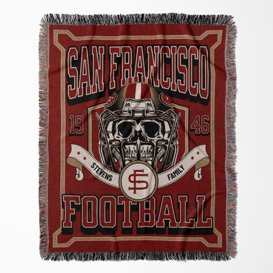 San Francisco Football, Custom 49ers Woven Blanket, Football Gift
