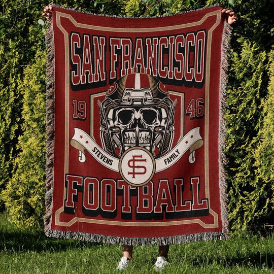 San Francisco Football, Custom 49ers Woven Blanket, Football Gift