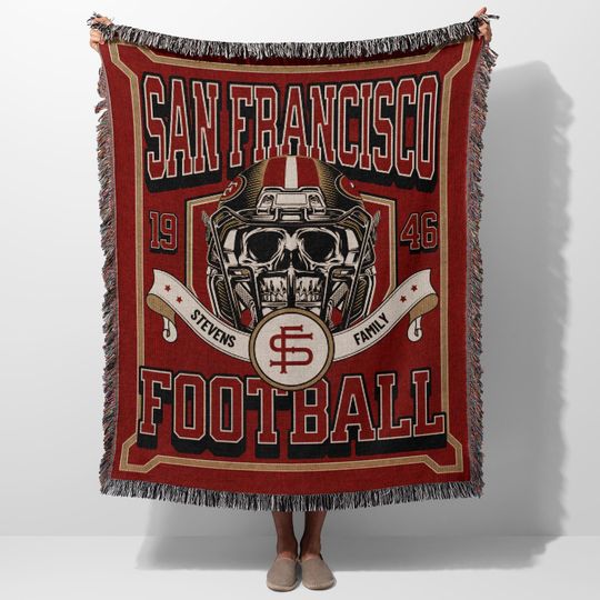 San Francisco Football, Custom 49ers Woven Blanket, Football Gift