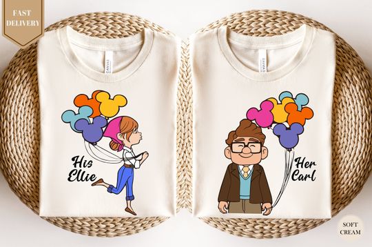 His Carl Her Ellie Shirts, Carl And Ellie Shirts, Up Couple Tshirt, Disney Couple Gift Shirt, Disney Honeymoon Tee, His and Hers, Mr and Mrs