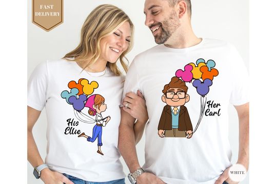 His Carl Her Ellie Shirts, Carl And Ellie Shirts, Up Couple Tshirt, Disney Couple Gift Shirt, Disney Honeymoon Tee, His and Hers, Mr and Mrs