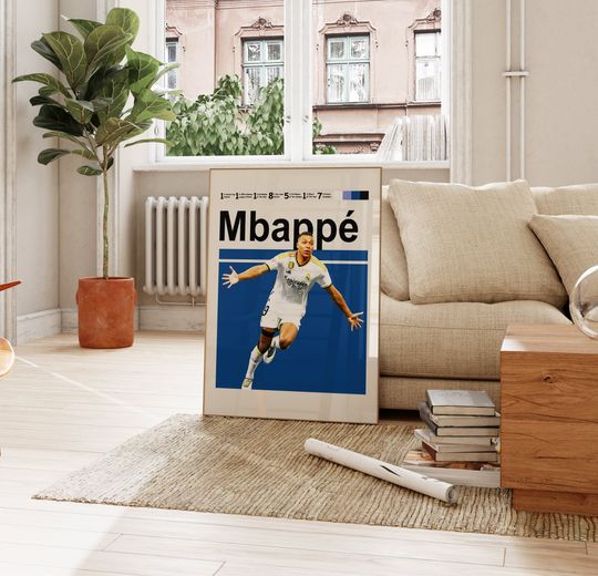 Kylian Mbappe Poster, Soccer Player Poster.