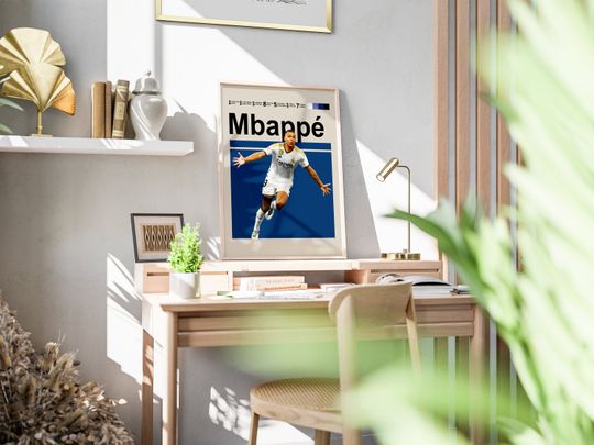 Kylian Mbappe Poster, Soccer Player Poster.
