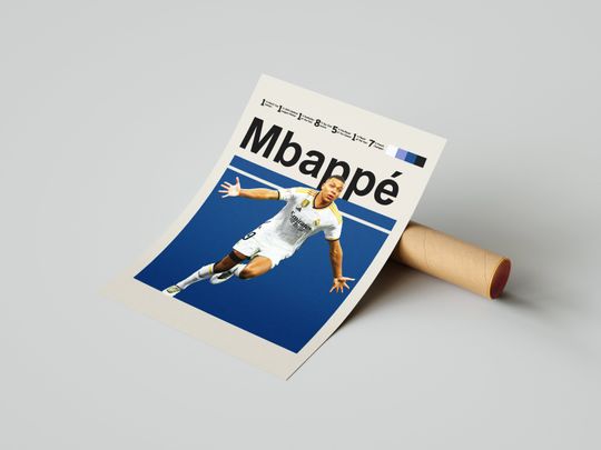 Kylian Mbappe Poster, Soccer Player Poster.