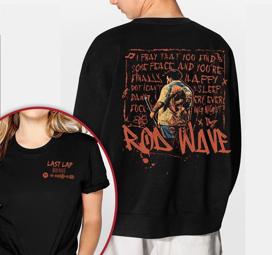 Vintage Rod Wave Tour Sweatshirt, Last Lap Tour Double Sided Sweatshirt