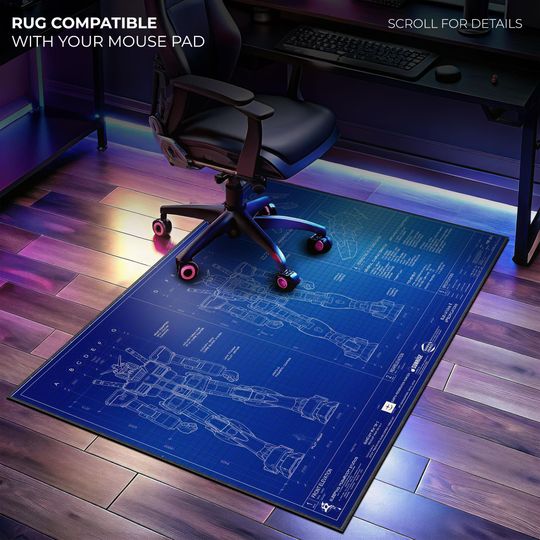 Gundam Blueprint Gaming Desk Mat - Mecha Design Mouse Pad, Perfect Gift for Robot Enthusiasts