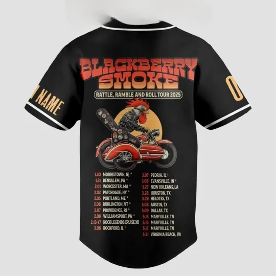 Blackberry Smoke Rattle Ramble And Roll Tour 2025 Baseball Jersey