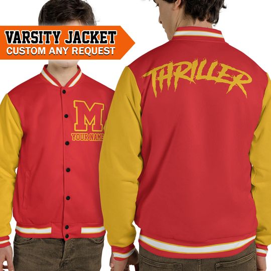 Custom Famous Zombies Thriller Halloween Week Red Baseball Jacket