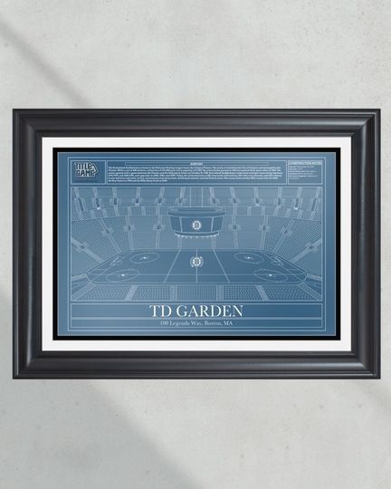 Boston Bruins TD Garden Hockey Stadium Blueprint (NO FRAMED)