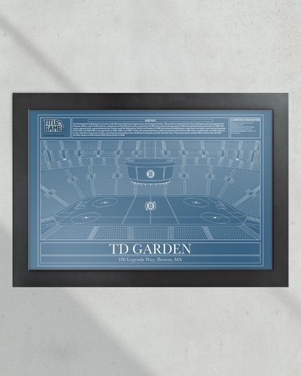 Boston Bruins TD Garden Hockey Stadium Blueprint (NO FRAMED)