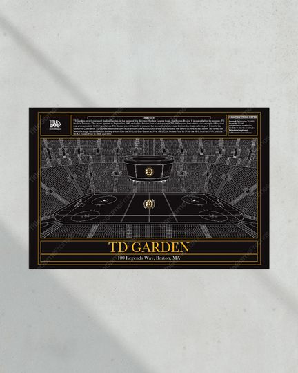 Boston Bruins TD Garden Hockey Stadium Blueprint (NO FRAMED)