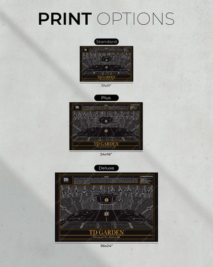 Boston Bruins TD Garden Hockey Stadium Blueprint (NO FRAMED)