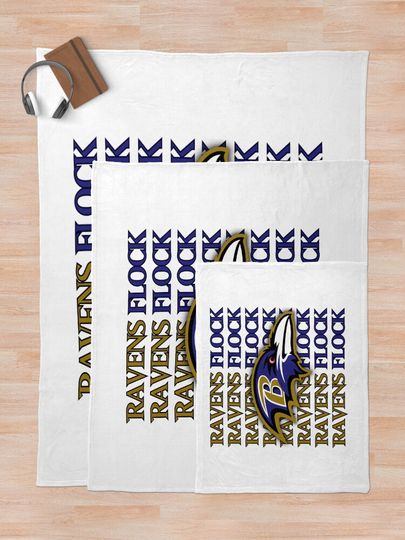 Baltimore Ravens head ravens Flock Throw Blanket