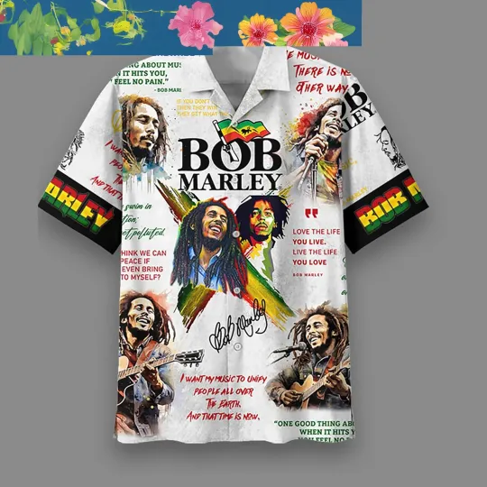 Bob Marley My Music White Version Hawaiian Shirts