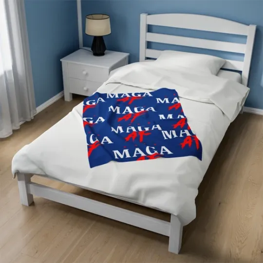 MAGA AF Donald Trump Cozy Comfort Velveteen Plush Blanket