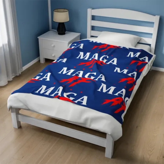 MAGA AF Donald Trump Cozy Comfort Velveteen Plush Blanket