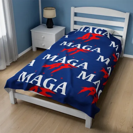 MAGA AF Donald Trump Cozy Comfort Velveteen Plush Blanket