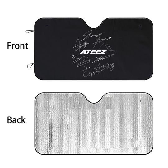 Ateez Logo & Signature Car Sun Shade | Kpop Car Sun Shade | Kpop Gift