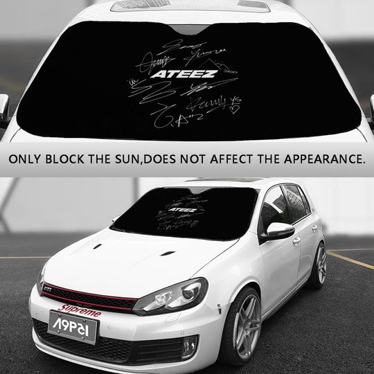 Ateez Logo & Signature Car Sun Shade | Kpop Car Sun Shade | Kpop Gift