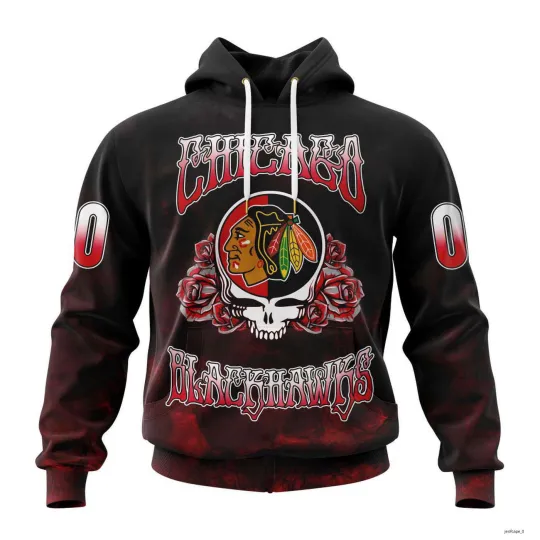 Chicago Blackhawks Personalized Grateful Dead 3D Hoodie