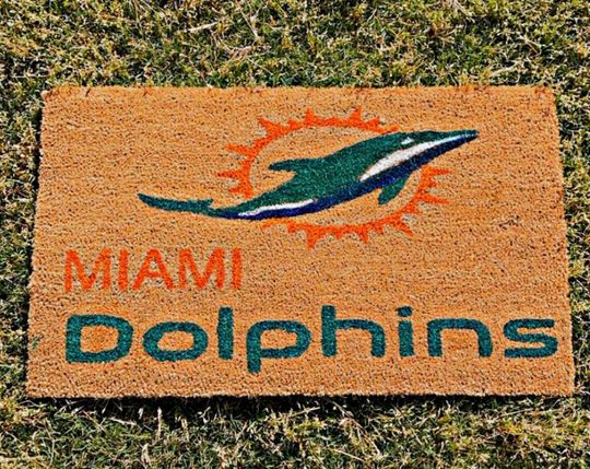 Miami Dolphins Hand-Painted Doormat