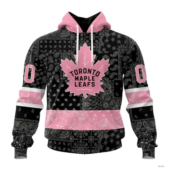 Personalized Toronto Maple Leafs Special Pink Paisley Design Hoodie