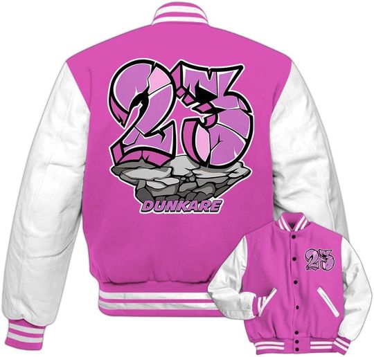 Dunkare Hyper Violet 4s Varsity Jacket, Streetwear Varsity Jacket, Craked 23 Graffiti Varsity Jacket Unisex