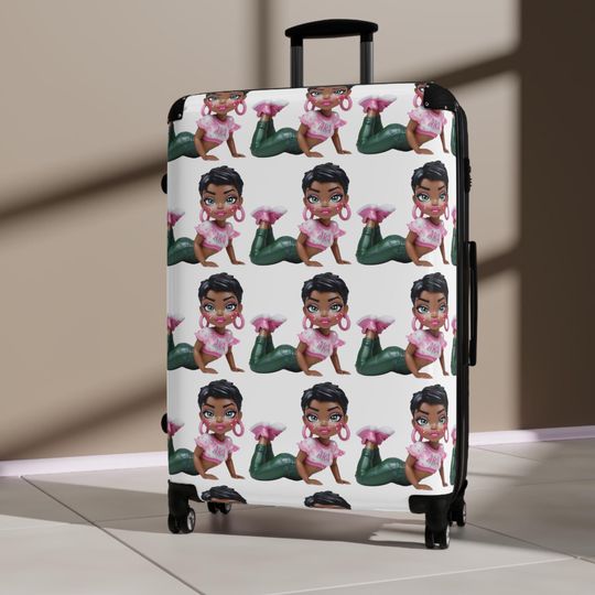AKA "Alpha Kappa Alpha" Pink & Green Pixie Girl Travel Suitcase